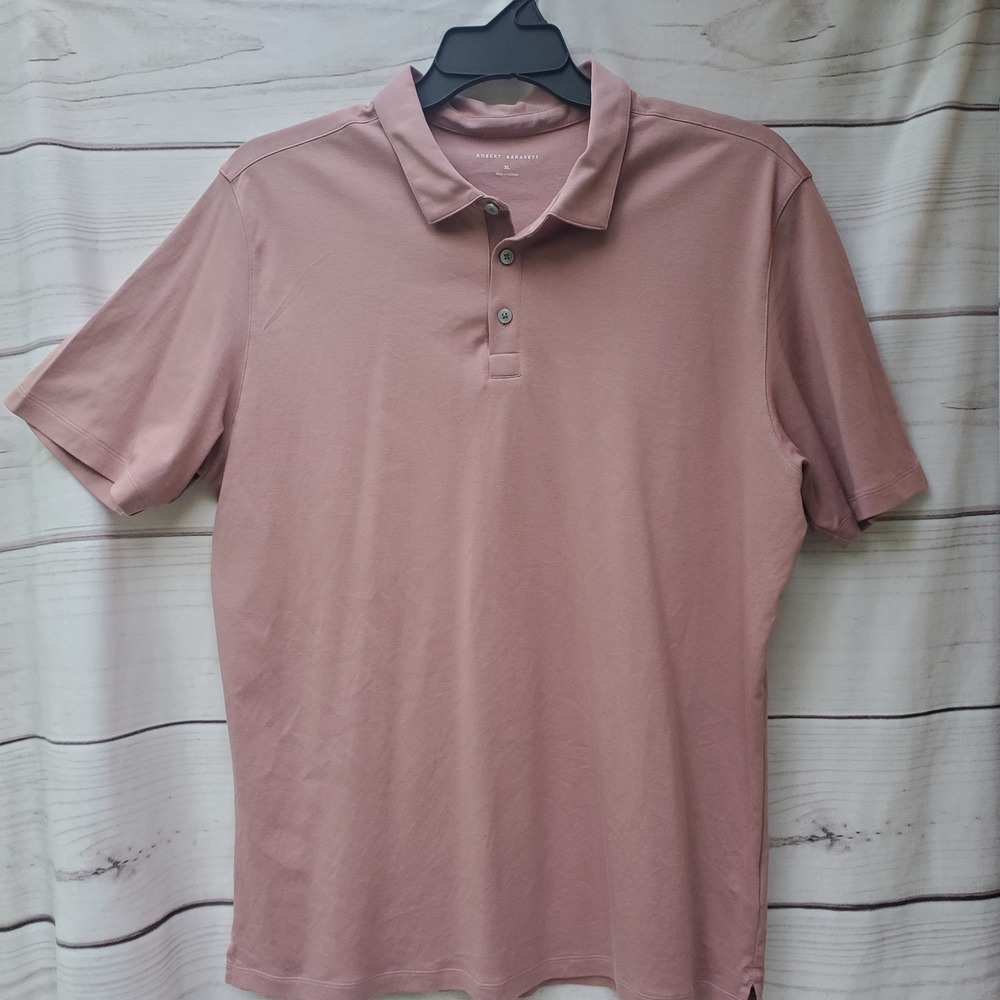Robert Barakett Mens XL Pima Cotton Short Sleeve Polo Shirt Dusty Rose Mauve‎